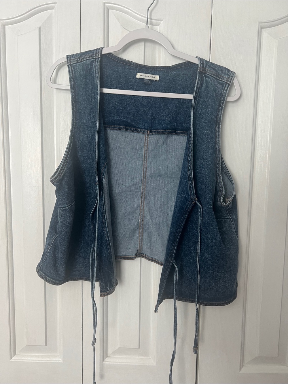 American Eagle Outfitters Dark Wash Denim Vest with Front Ties